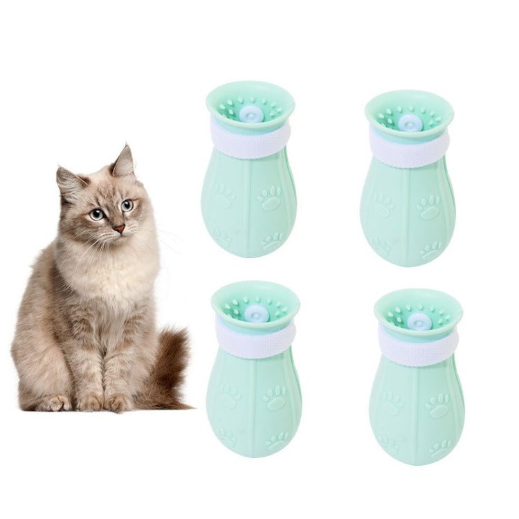 2 Sets Multi-Function Washing Cat Foot Set Cat Taking Bath Cutting Nail Anti-Grasping Silicone Shoes