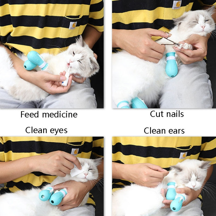 2 Sets Multi-Function Washing Cat Foot Set Cat Taking Bath Cutting Nail Anti-Grasping Silicone Shoes