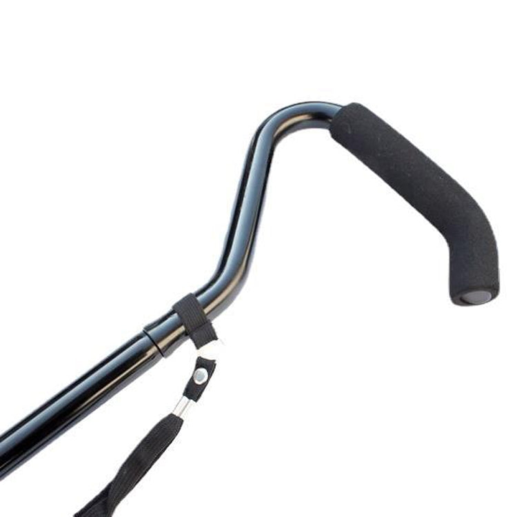 Multifunctional Aluminum Alloy Folding Telescopic Crutches With Large Curved Handles For The Elderly To Assist Four-Legged Walking Sticks, Length: 87-97cm(Black)