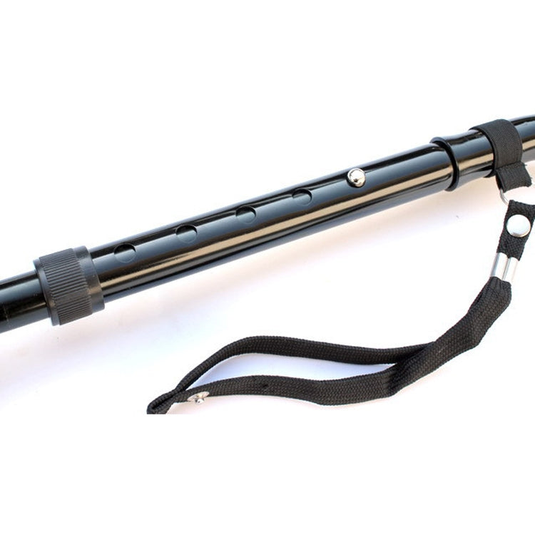 Multifunctional Aluminum Alloy Folding Telescopic Crutches With Large Curved Handles For The Elderly To Assist Four-Legged Walking Sticks, Length: 87-97cm(Black)