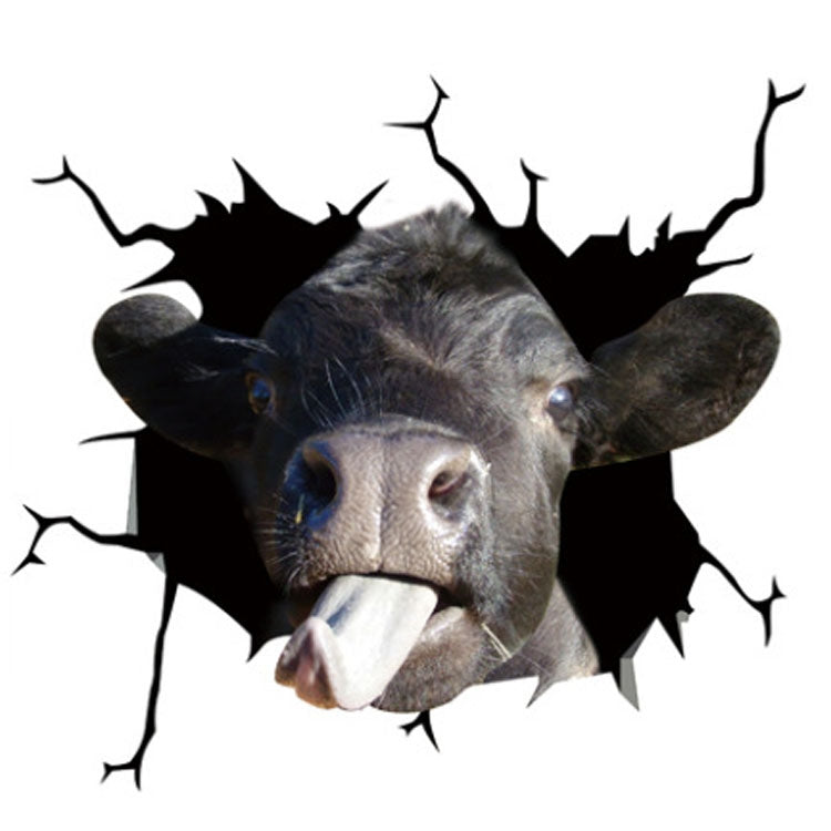 7 PCS Animal Wall Stickers Cattle Head Hoisting Car Window Static Stickers