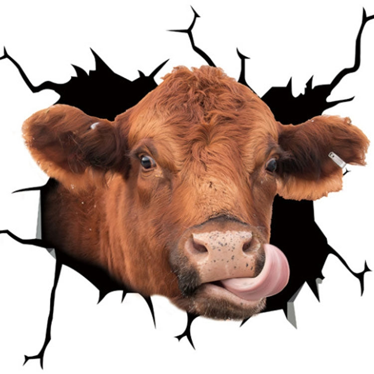 7 PCS Animal Wall Stickers Cattle Head Hoisting Car Window Static Stickers