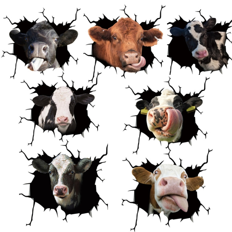 7 PCS Animal Wall Stickers Cattle Head Hoisting Car Window Static Stickers