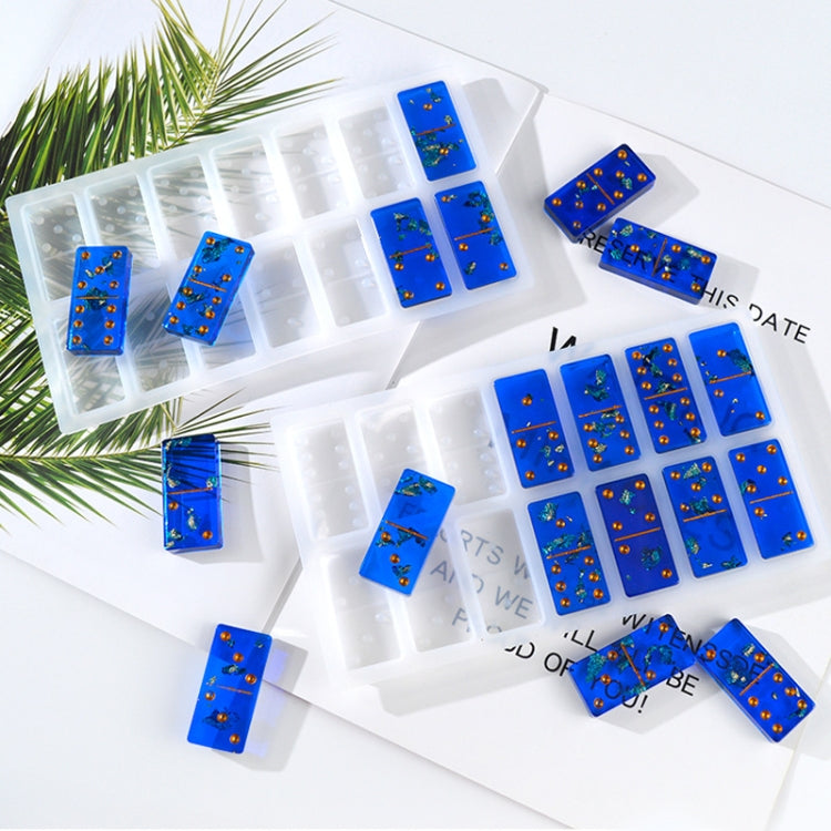 2 PCS DIY Domino Mold Crystal Epoxy Number Plate Mold(Set of MD3509 A + B)