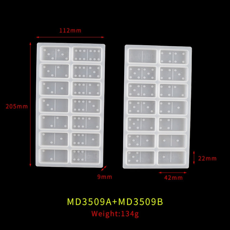 2 PCS DIY Domino Mold Crystal Epoxy Number Plate Mold(Set of MD3509 A + B)