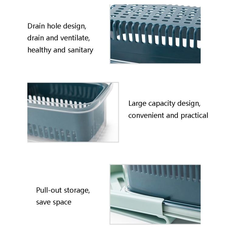 2 PCS TM20004 Refrigerator Fresh-Keeping Drain Box Kitchen Transparent Storage Box, Specification: Drawable Drainable Sealing Box(Random Color Delivery)