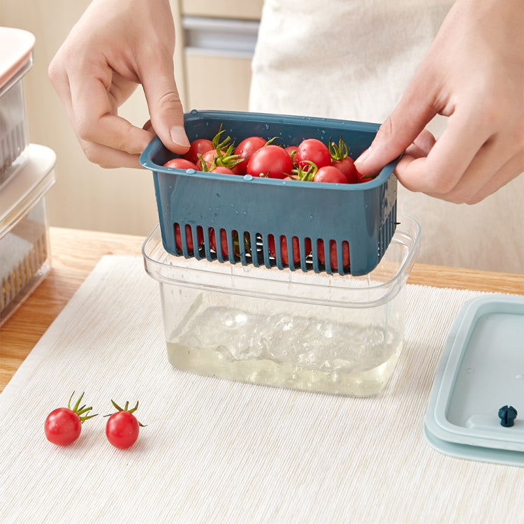 2 PCS TM20004 Refrigerator Fresh-Keeping Drain Box Kitchen Transparent Storage Box, Specification: Drawable Drainable Sealing Box(Random Color Delivery)