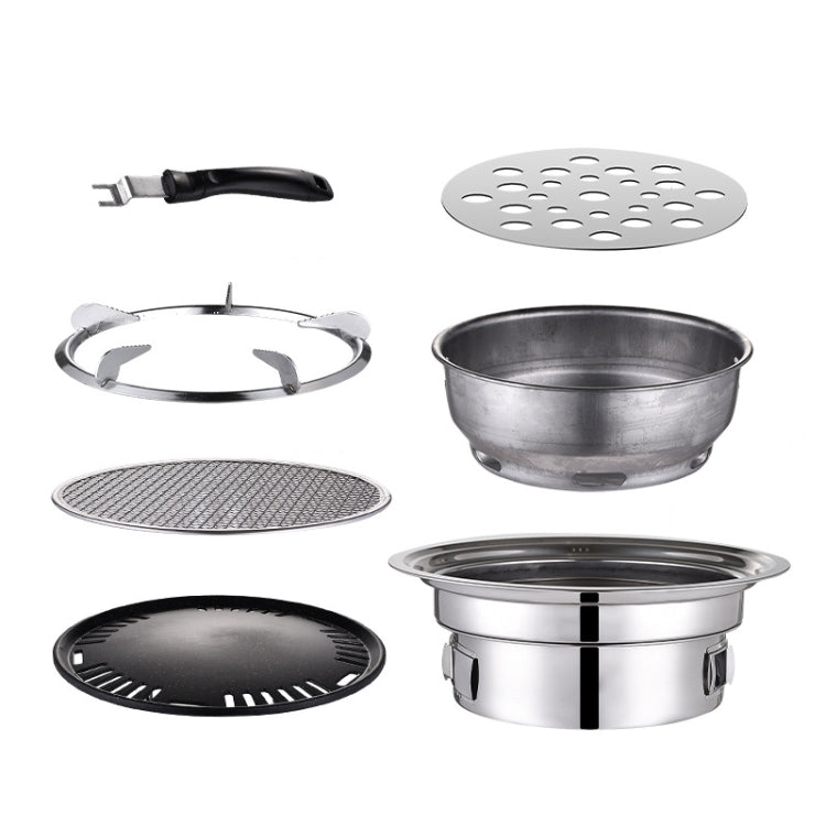Household Stainless Steel Charcoal Barbecue Stove Outdoor Camping Portable Charcoal Stove Set, Size: 40cm