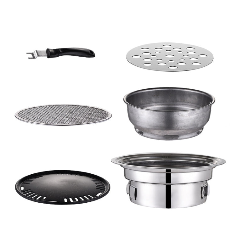 Household Stainless Steel Charcoal Barbecue Stove Outdoor Camping Portable Charcoal Stove Set, Size: 40cm