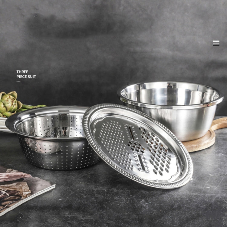 3 in 1 Thickened  Stainless Steel Multifunctional Grater Kitchen Draining And Washing Basin Set