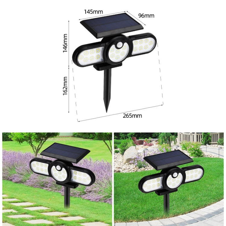120 LED TG-TY080 3-Heads Rotatable Solar Wall Light Outdoor Waterproof Human Body Induction Garden Lawn Lamp