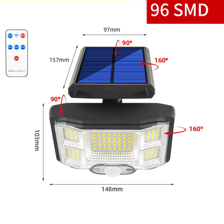 TG-TY085 Solar Outdoor Human Body Induction Wall Light Household Garden Waterproof Street Light wIth Remote Control, Spec: 96 LED Integrated