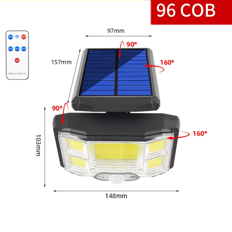 TG-TY085 Solar Outdoor Human Body Induction Wall Light Household Garden Waterproof Street Light wIth Remote Control, Spec: 96 COB Integrated
