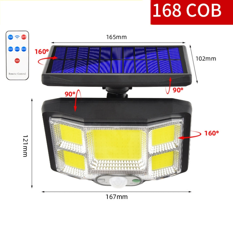 TG-TY085 Solar Outdoor Human Body Induction Wall Light Household Garden Waterproof Street Light wIth Remote Control, Spec: 168 COB  Integrated