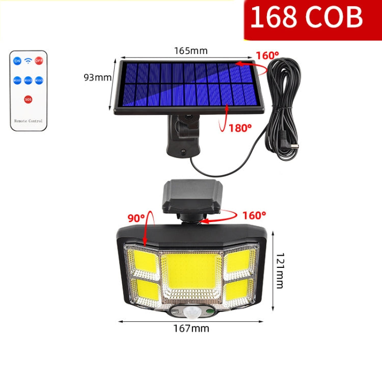 TG-TY085 Solar Outdoor Human Body Induction Wall Light Household Garden Waterproof Street Light wIth Remote Control, Spec: 168 COB Separated