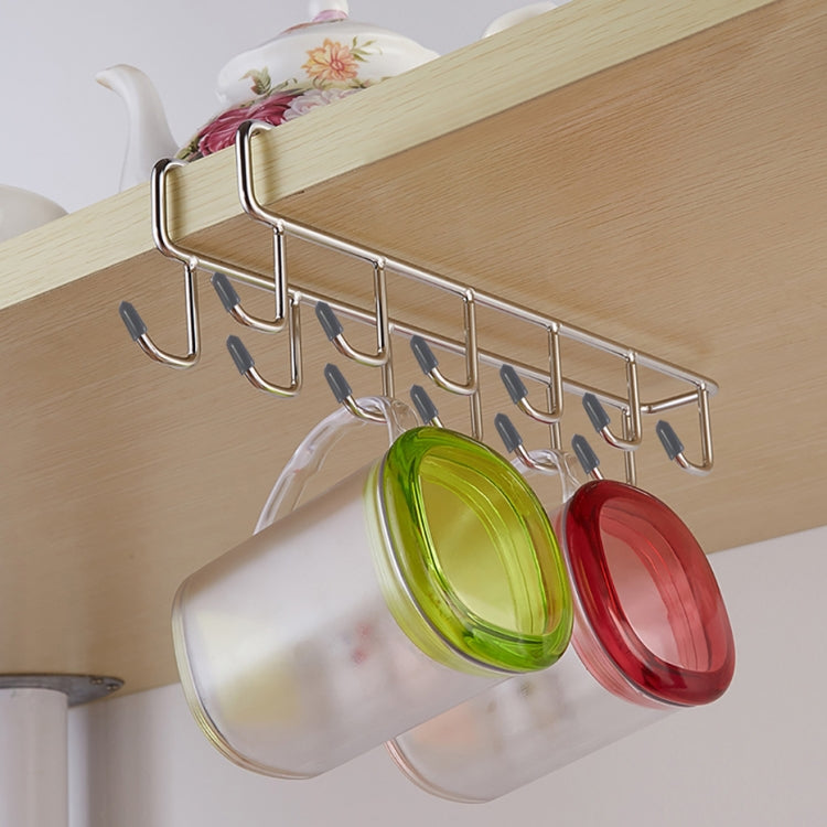 Stainless Steel Cabinets Under Hook Nail-Free Clip-On Hook For Wardrobe Mezzanine(Silver)