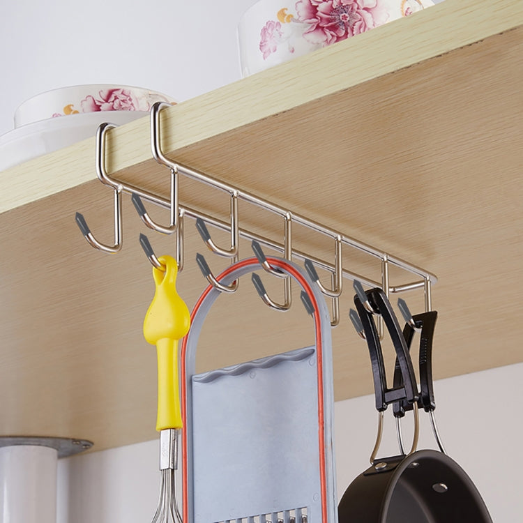 Stainless Steel Cabinets Under Hook Nail-Free Clip-On Hook For Wardrobe Mezzanine(Silver)