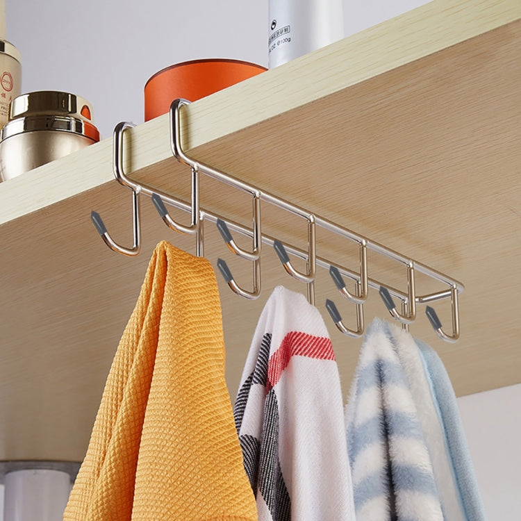 Stainless Steel Cabinets Under Hook Nail-Free Clip-On Hook For Wardrobe Mezzanine(Silver)