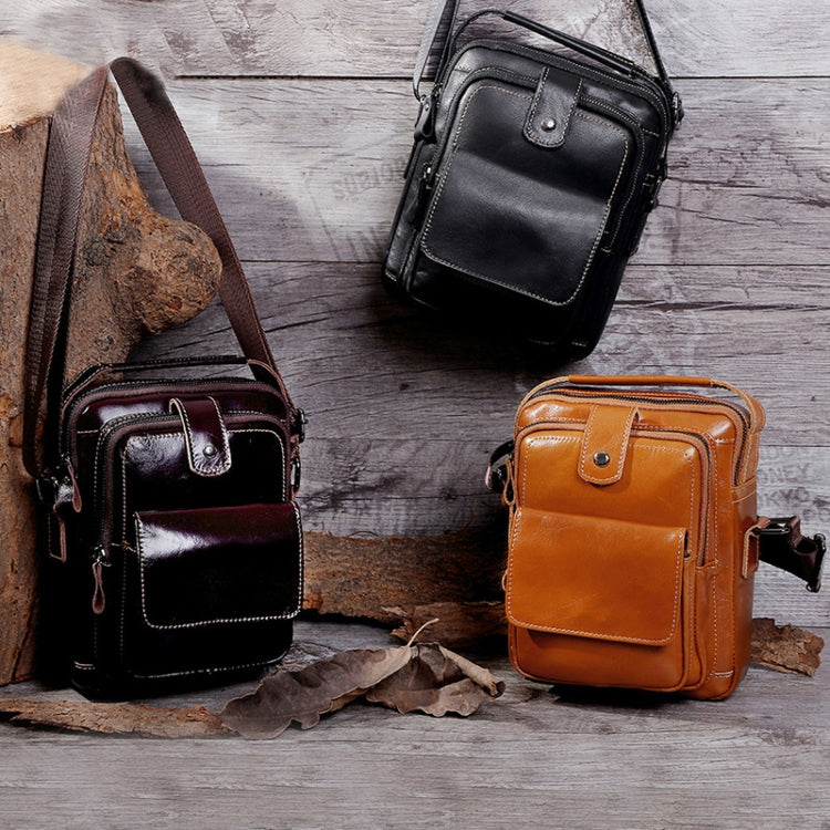 6509 Men Cowhide Multifunctional One-Shoulder Messenger Bag