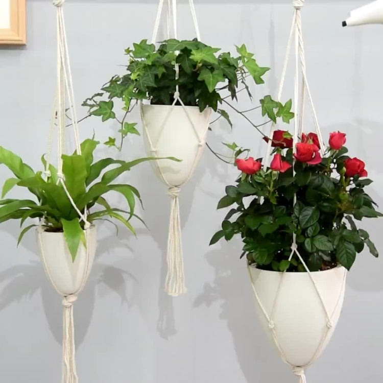 2 PCS Handmade Hemp Rope Hanging Plastic Water Storage Flowerpot, Size: D05 Caliber 13.8cm