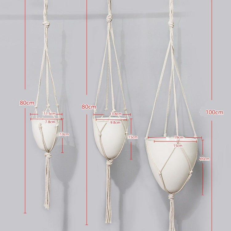 2 PCS Handmade Hemp Rope Hanging Plastic Water Storage Flowerpot, Size: D05 Caliber 13.8cm