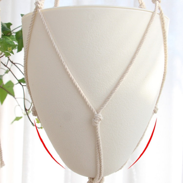 2 PCS Handmade Hemp Rope Hanging Plastic Water Storage Flowerpot, Size: D05 Caliber 13.8cm