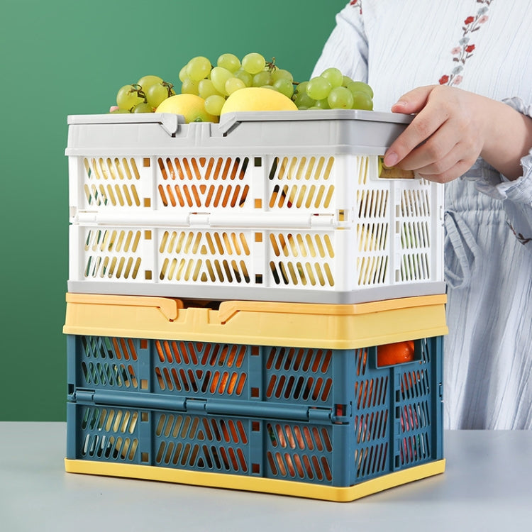 2 PCS Foldable Hand-Plastic Storage Basket Multi-Function Desktop Snack Basket Carry On-Board Storage Basket
