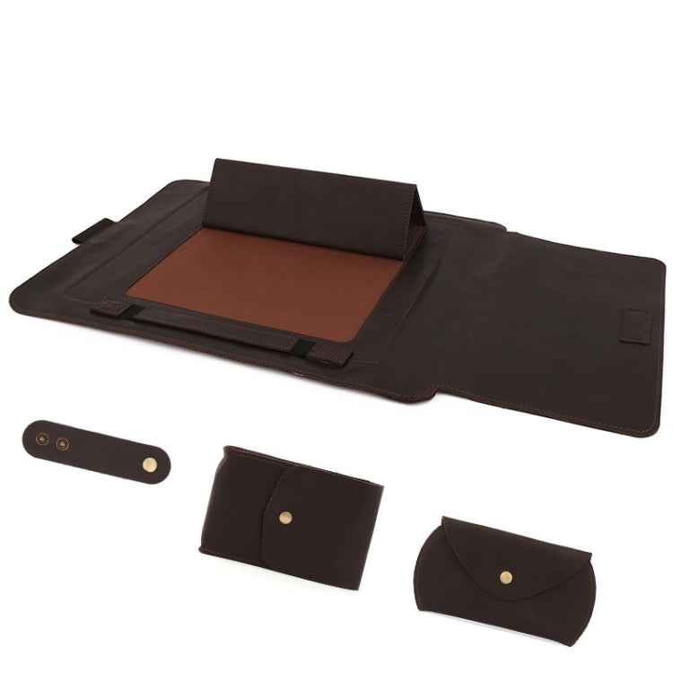 4 in 1 13.3 inch Notebook Retro Cowhide Protective Cover Set