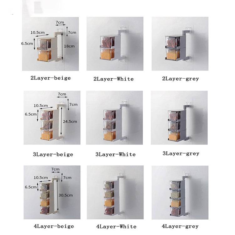 RP-042 Household Wall-mounted Rotating No Drilling Transparent Seasoning Box White, Size:Two Grids