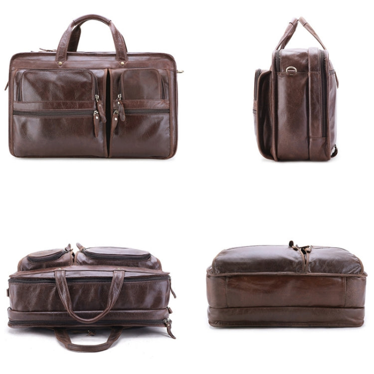6489 Business Laptop Bag Men Large Capacity Diagonal Briefcase(Oil Coffee)