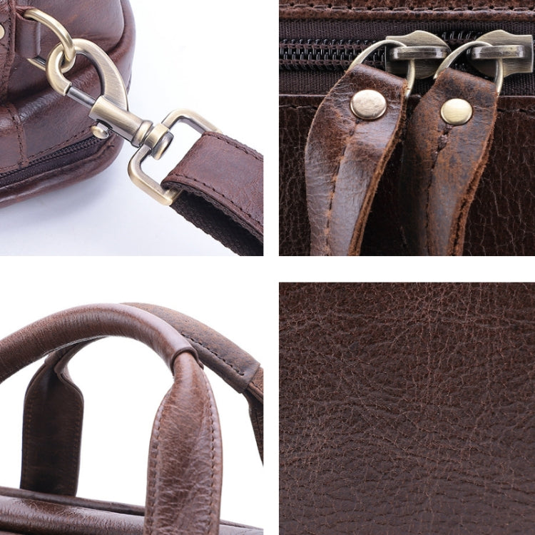6489 Business Laptop Bag Men Large Capacity Diagonal Briefcase(Oil Coffee)