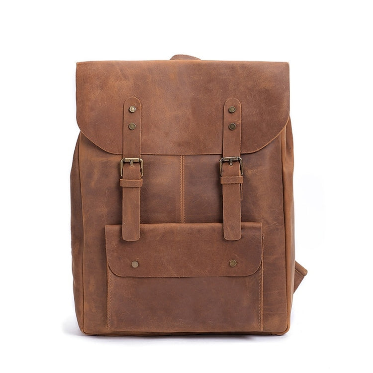 1224 15.6 Inch Men Leather Backpack Large Capacity Computer Bag
