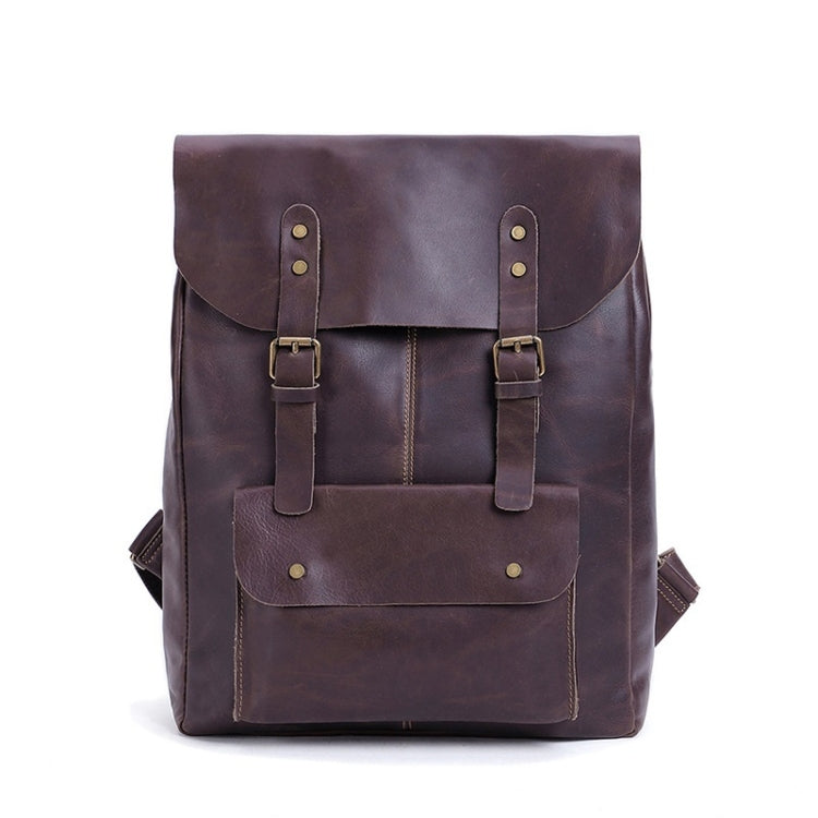 1224 15.6 Inch Men Leather Backpack Large Capacity Computer Bag