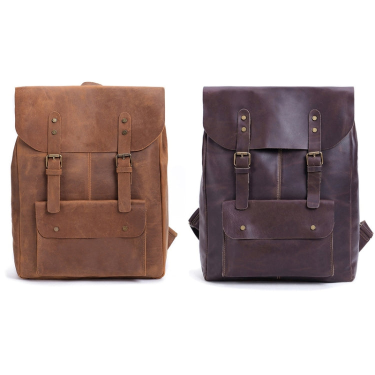 1224 15.6 Inch Men Leather Backpack Large Capacity Computer Bag