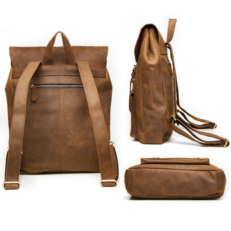 1224 15.6 Inch Men Leather Backpack Large Capacity Computer Bag