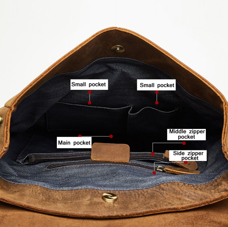 1224 15.6 Inch Men Leather Backpack Large Capacity Computer Bag
