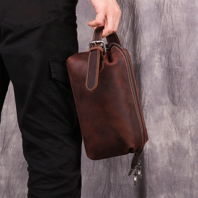6465 Men Leather Multifunctional Travel Toiletries Storage Clutch