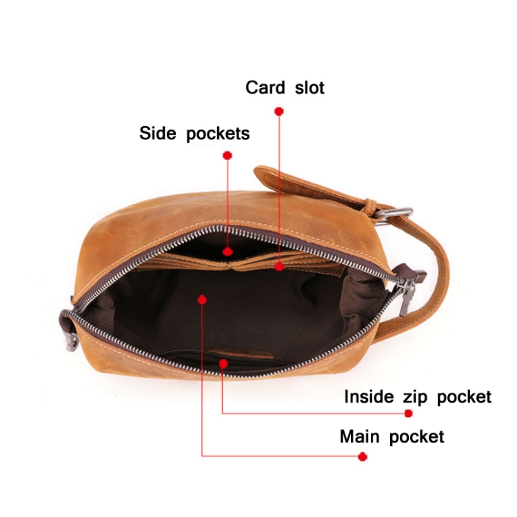 6465 Men Leather Multifunctional Travel Toiletries Storage Clutch