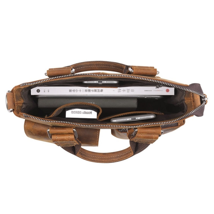 B259 Retro Business Men Bag Vertical Portable Briefcase Messenger Bag, Size: 34x33x6cm
