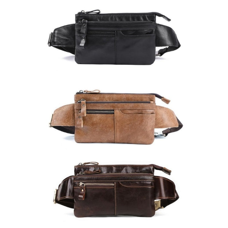 6527 Men Multifunctional Outdoor Cycling Waist Bag Frosted Cowhide Crossbody Chest Bag(Matte Brown)
