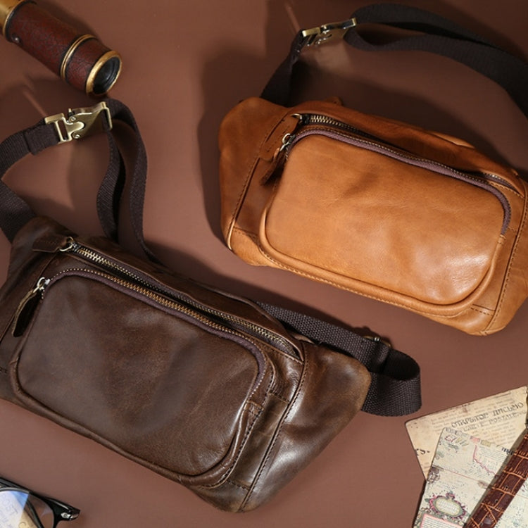 6364 Men Casual Messenger Chest Bag Retro Leather Multifunctional Waist Bag