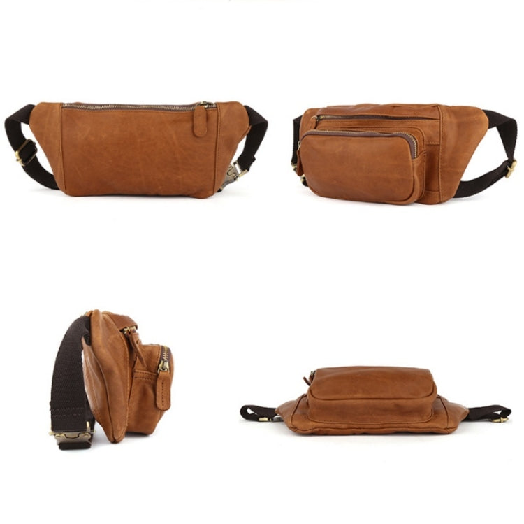 6364 Men Casual Messenger Chest Bag Retro Leather Multifunctional Waist Bag