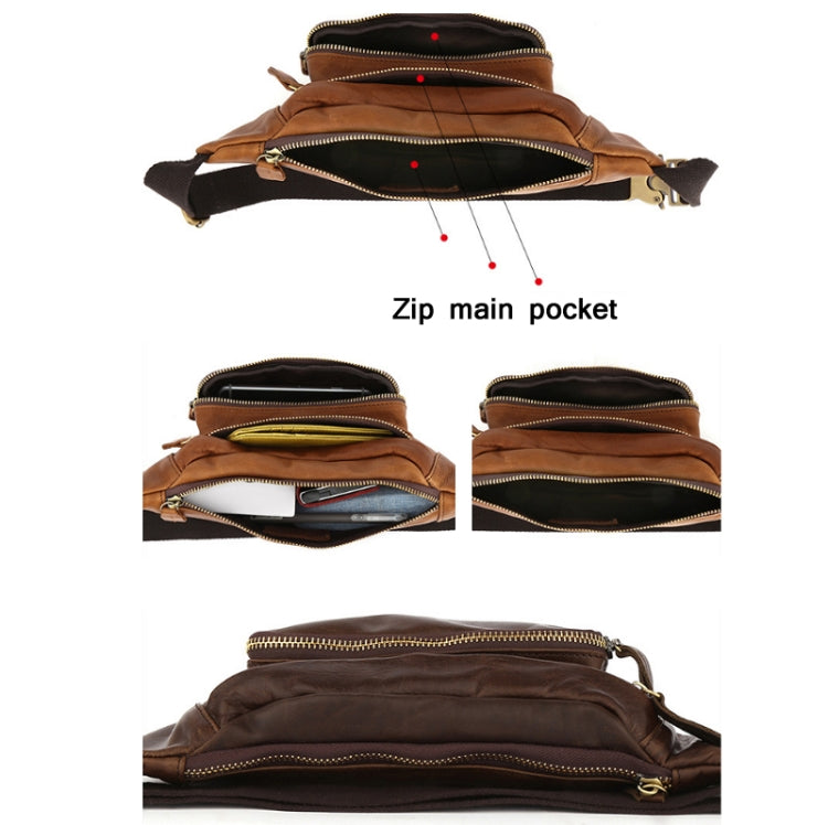 6364 Men Casual Messenger Chest Bag Retro Leather Multifunctional Waist Bag