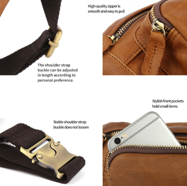 6364 Men Casual Messenger Chest Bag Retro Leather Multifunctional Waist Bag
