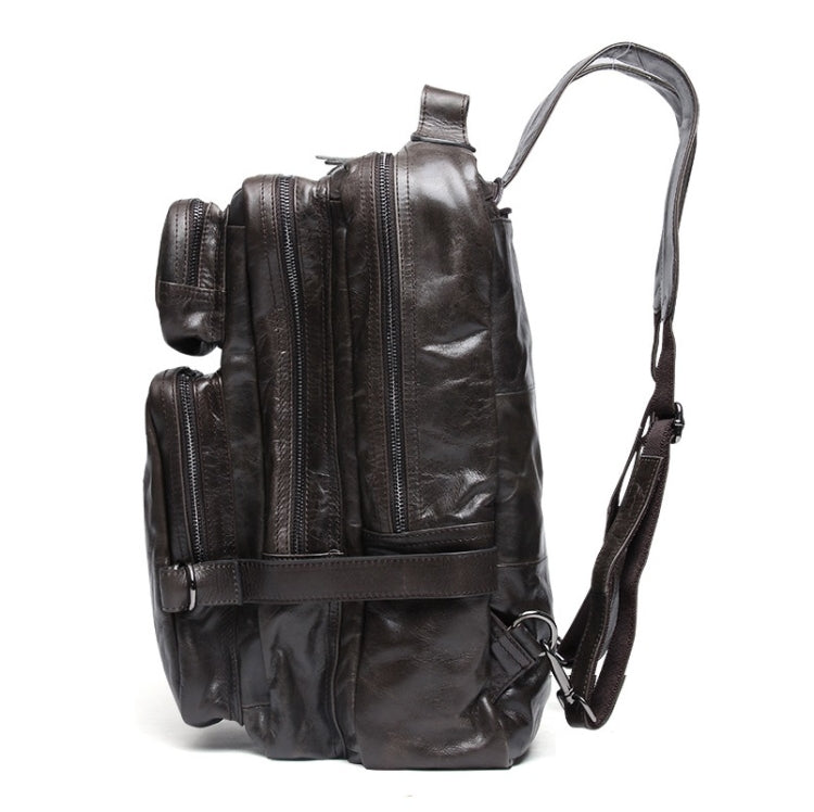 8856 Men Casual Cowhide Messenger Bag Multi-Function Backpack