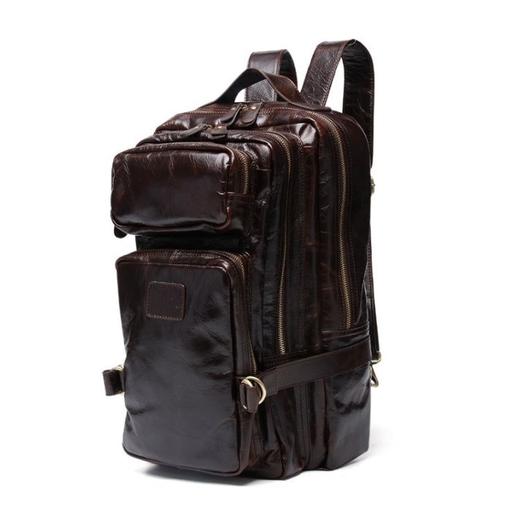 8856 Men Casual Cowhide Messenger Bag Multi-Function Backpack