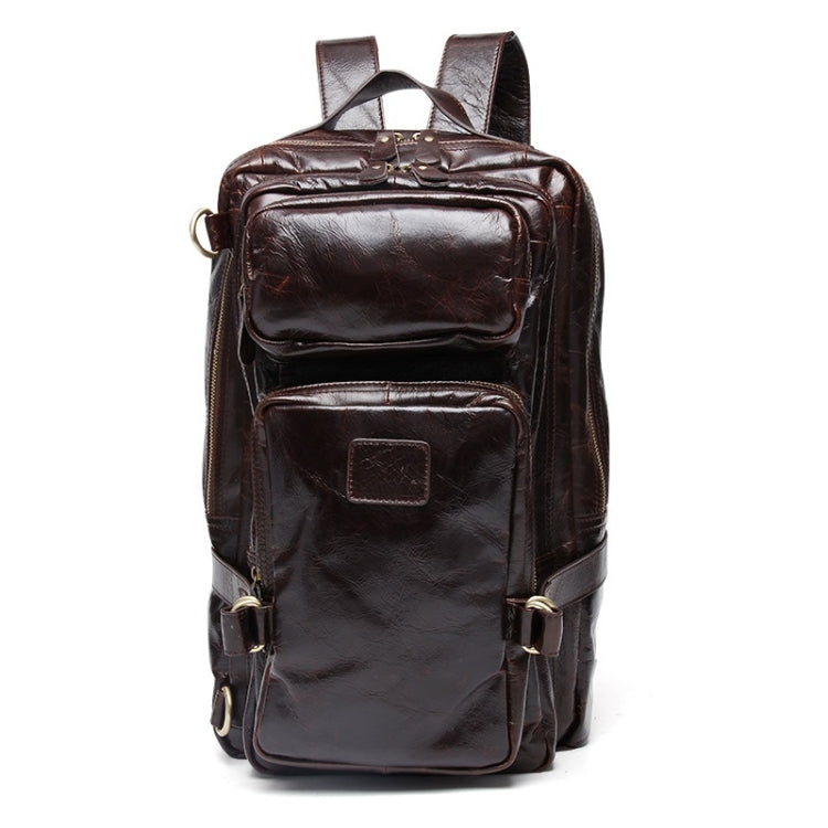 8856 Men Casual Cowhide Messenger Bag Multi-Function Backpack