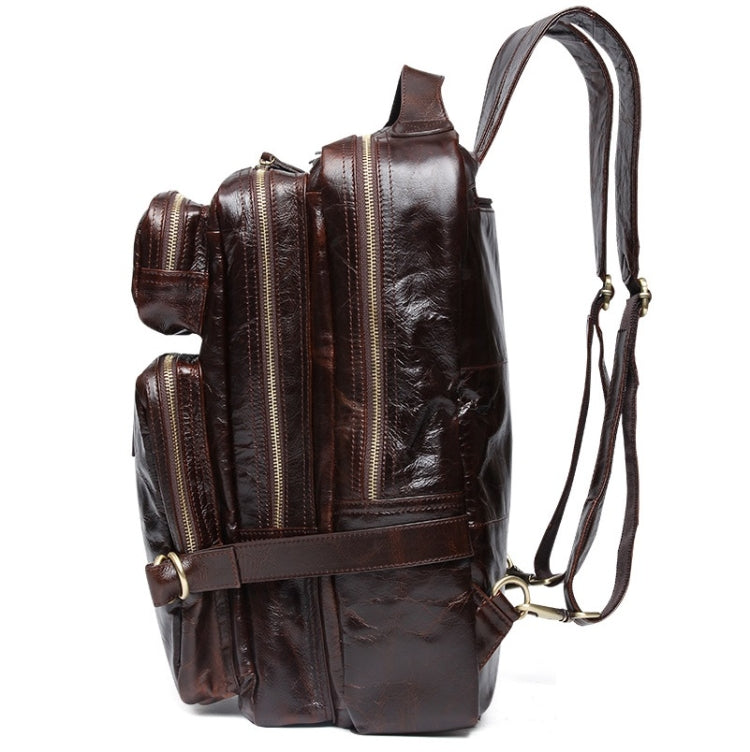8856 Men Casual Cowhide Messenger Bag Multi-Function Backpack