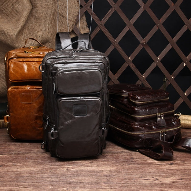 8856 Men Casual Cowhide Messenger Bag Multi-Function Backpack