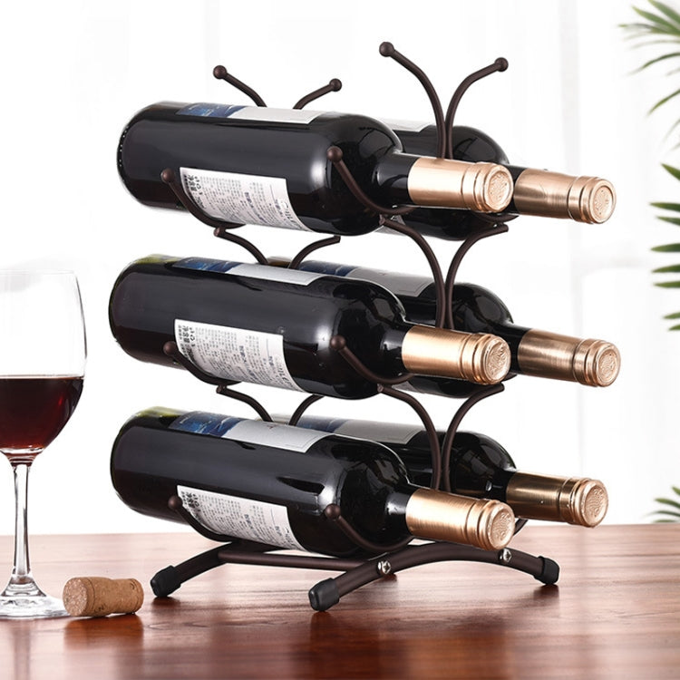 Wrought Iron Red Wine Rack Handicraft Decoration Kitchen Table Can Hold 6 Bottles Of Wine Rack(Matte Bronze)